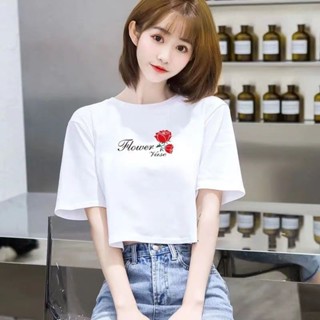 胖胖美依 上衣 T恤 短袖上衣 M-2XL夏季短袖短款時尚字母個性寬鬆顯瘦上衣t恤-6716.