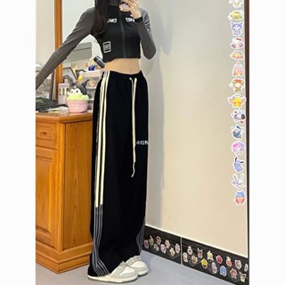 P3-【限時特賣】長褲女 運動長褲 女長褲 秋天長褲 闊腿褲子女美式hiphop高街運動衛褲春夏ins潮百搭條紋直筒休閒