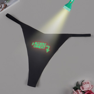 夜光字母印花圖案女士無縫純色丁字褲,透氣舒適彈力內褲,女士內衣和內衣 N198+R