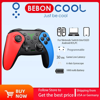 BEBONCOOL 無綫控製器適用於任天堂 Switch/OLED/Lite/Android/IOS 可程式設計開關遊戲手柄