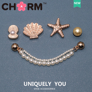 JIBBITZ cross metal charm 鞋釦 鞋配飾 金屬珍珠 貝殼 鞋花 DIY時尚鞋附件
