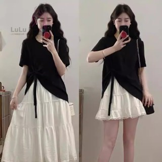 【現貨】大碼夏季胖mm法式百搭不規則短袖T恤女遮肚顯瘦正肩上衣240斤韓版寬鬆顯瘦短袖潮流百搭T恤夏日上衣大尺碼女裝
