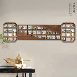 廠商直銷 限時免運【博古架 茶具收納架】實木中式燒桐博古架多寶閣收納架現代簡約掛墻茶架壁掛式置物架i4z6r5ma3p