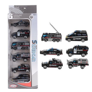 6件1:64工程車模型合金模擬車汽車模型兒童玩具
