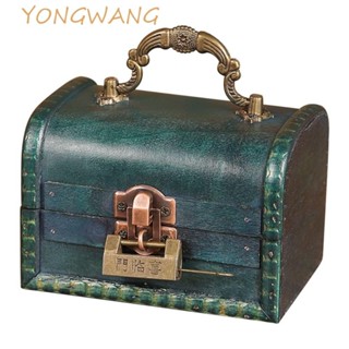 YONGWANG木製古董收納盒,手提箱便攜式復古珠寶收納盒,高容量復古多功能寶藏裝飾盒攝影道具