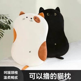 【臺灣出貨】【護頸助眠枕】貓肚枕貓咪記憶棉枕頭單人護頸椎助眠枕學生兒童枕頭貓肚皮枕頭套