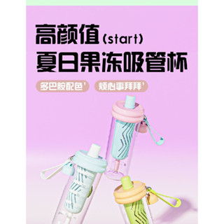 [超火現貨 贈貼紙冰格]PAKOPAKO大容量果凍吸管水杯 透明 高顔值 女生 便攜 ins風 tritan 兒童 成