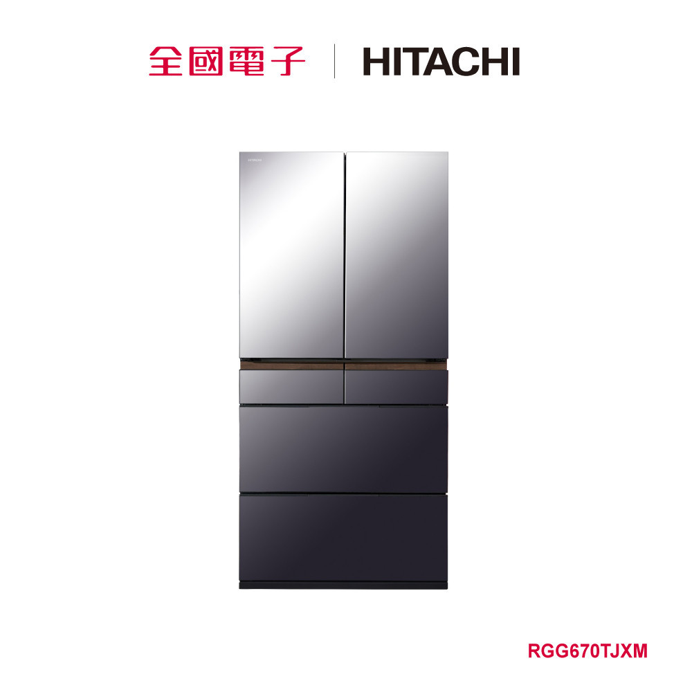 日立662L六門琉璃日製冰箱- 紫霧琉璃鏡  RGG670TJXM 【全國電子】