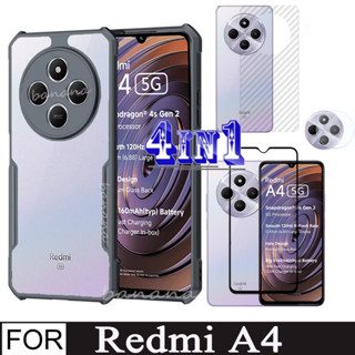 Redmi A4 鋼化玻璃適用於 Redmi A3 A3Pro 4 合 1 全覆蓋鋼化玻璃膜螢幕保護膜適用於相機鏡頭
