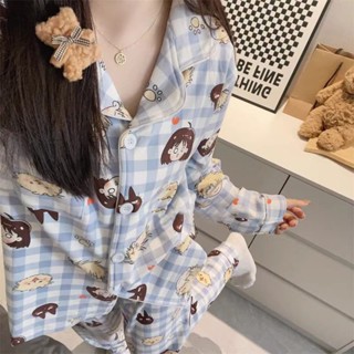 【有幸時光】ins風可愛躍動青春德絨睡衣女 春秋冬季加絨加厚保暖長袖居家服套裝