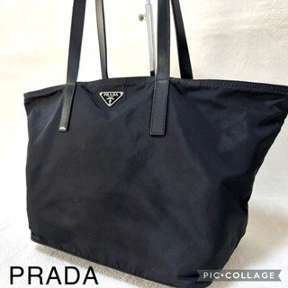 PRADA 托特包 肩揹包 皮革 黑色 尼龍 日本直送 二手