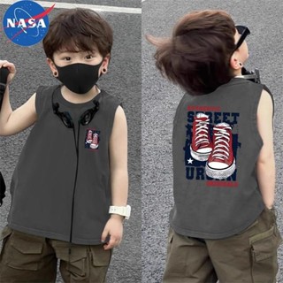 （現貨下單）NASA聯名兒童美式背心2024夏季新款潮牌純棉無袖t恤男童無袖上衣