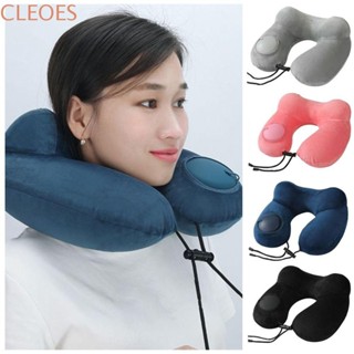 CLEOESGU充氣旅行枕,U型柔軟的按壓讓枕頭充氣,創造力手壓折疊式便攜的頸部支撐墊飛機