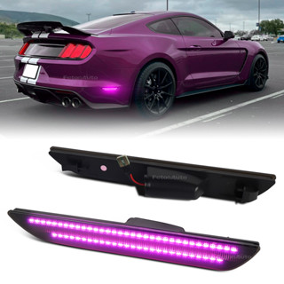 2 件裝芭比粉色 LED 汽車後保險槓燈 轉向信號側標誌燈適用於福特野馬 2015 2016 2017-2023改裝直上