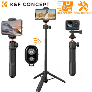K&F 概念 23.6 英寸/60 釐米三閤一自拍桿桌麵支架帶球頭手機支架 GoPro 適配器藍牙遙控器