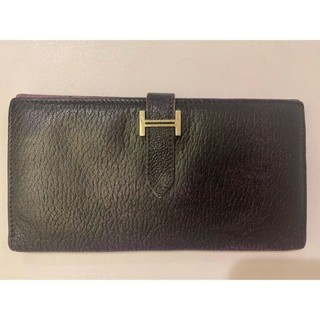 HERMES 愛馬仕 長夾 山羊皮 monnee Flat Bearn 日本直送 二手