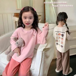 🔥臺灣熱銷🔥兒童居家服 家居服 睡衣套裝 兒童德絨秋衣秋褲套裝女童秋冬保暖內衣寶寶家居服睡衣套裝女寶