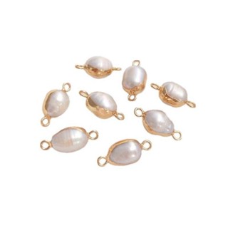 宏雲Hongyun-Ala新品-天然巴洛克異形珍珠雙孔吊墜單吊配飾米珠扁圓形手工 Diy 包邊配件