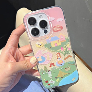 手機殼 適用於iPhone IMD雙層春日動物家族iPhone15promax手機殼16新款iPhone13/14簡約1