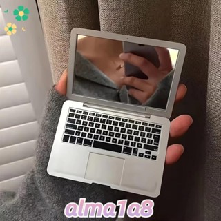 ALMA1A8迷你電腦鏡,便攜的筆記型電腦形狀化妝鏡,有創造力的折疊式高品質袖珍鏡美麗