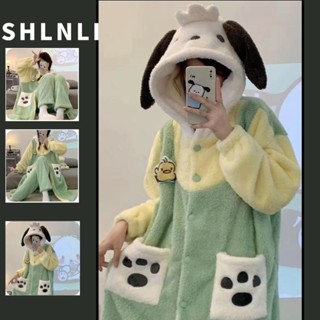 秋冬女裝可愛帕查狗睡衣加厚保暖卡通睡袍珊瑚絨Cosplay聖誕裝
