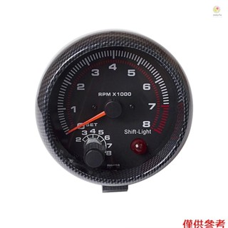Casytw 3.75'' 汽車通用碳纖維轉速表儀表白色 Inter Shift 燈 0-8000 RPM