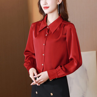 2023早秋季新款寬鬆長袖白色襯衫氣質通懃上衣襯衣百搭女