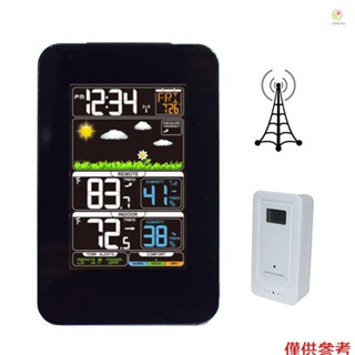 多功能氣象站室內/室外溫度計溫度和濕度監測器 12 小時/24 小時電子鬧鐘天氣預報時鐘,適用於家庭辦公室臥室餐廳