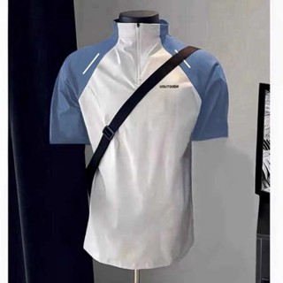 排汗衣 polo衫女 排汗衫女 VDOUT夏季短袖拉鍊t恤城市戶外運動健身跑步籃球訓練騎行速乾排汗