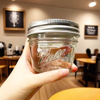 JH 現貨 耐高溫Ball美式蜂蜜梅森罐玻璃透明隔夜燕麥沙拉寬口奶昔密封罐