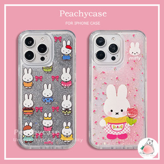 卡通碎花蝴蝶結兔子閃光流沙手機殼相容 iPhone 16 15 Plus 14 13 12 11 Pro Max防震硬殼