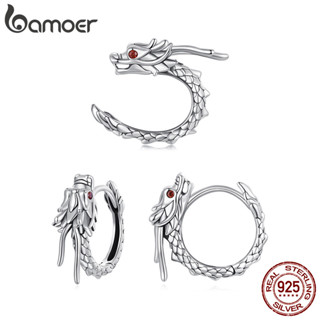 Bamoer 925 純銀耳環復古龍設計珠寶女士禮物