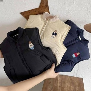 Smile Kids 兒童馬甲 臺灣出貨 兒童棉服馬甲男女童加厚冬季中小童坎肩外穿小熊男女保暖馬夾
