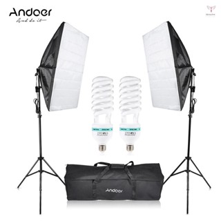 Andoer 攝影工作室立方體傘柔光箱燈照明帳篷套件照片影片裝置 2 * 135W 燈泡 2 * 三腳架支架 2 * 柔