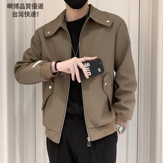 💥免運熱銷💥2023春季新款高階感翻領休閒外套男潮流痞帥韓版輕熟風男士夾克衫