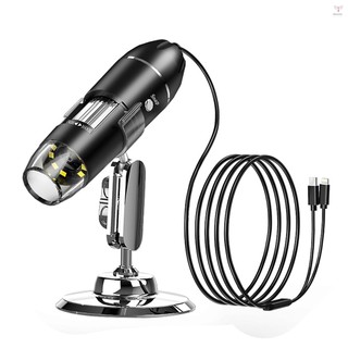 Usb 數碼顯微鏡手持式檢查相機 50X-1600X 放大倍率,帶可調節支架 LED 補光燈便攜式顯微鏡,相容 iOS