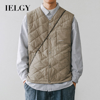 IELGY 秋冬純棉男士簡約休閒輕便保暖內膽背心開衫工裝背心上衣