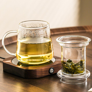 牛奶飲料杯辦公室喝水杯泡茶杯玻璃馬克杯[S427]茶水分離玻璃杯ins高顔值泡茶杯帶把手喝水杯子耐高溫防爆牛奶杯