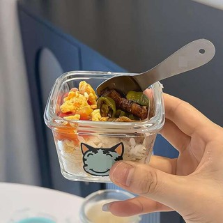微波便當盒 加熱便當盒 韓國便當盒 迷你飯盒小型玻璃碗上班族帶飯減脂餐保鮮盒餐盒可微波原田治專用