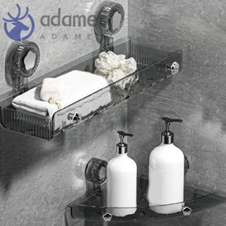 ADAMES吸盤淋浴架,免打孔塑膠轉角儲物架,實際的瀝水壁掛式長方形/三角形化妝品收納架廚房
