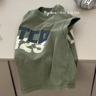 tongqu 男童背心 兒童薄背心 男童字母背心 2025款夏季 中大童無袖打底 兒童T恤女童上衣