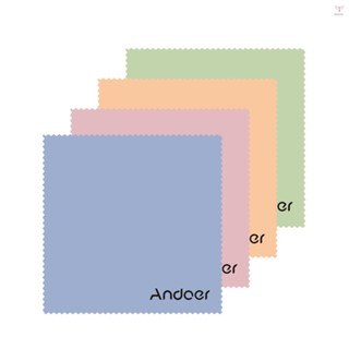 Andoer 10x10cm 超細纖維眼鏡清潔布 4 片螢幕清潔布用於鏡頭/數碼單反相機/攝像機/手機/平板電腦/電腦的