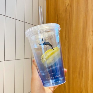 【 簡約海洋水杯】直飲杯 吸管杯 隨手杯 運動水壺 學生水杯 便攜水杯 隨行杯 飲料杯 水壺 水杯 環保杯 水杯 雙飲杯
