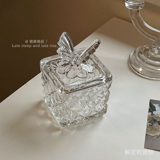 解憂雜貨館💕【2587人好評】法式ins風蝴蝶浮鵰玻璃首飾盒複古裝飾擺件小精緻飾品收納盒