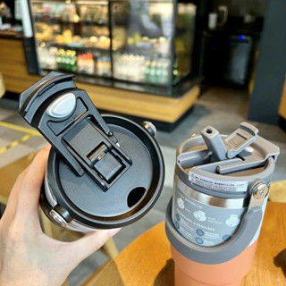 2025 新款 Tyeso 600ML 汽車咖啡杯保溫瓶帶吸管便攜式運動保溫真空瓶旅行熱水瓶