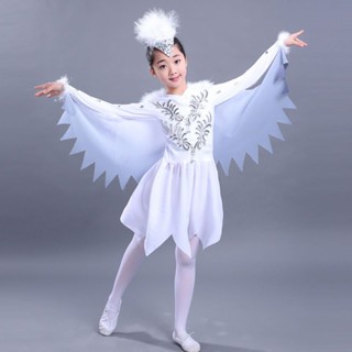3193人好評小荷風採兒童小鳥表演服百靈鳥動物服女童白鴿小鳥表演服舞蹈服飾510舞蹈服 漢服 表演服 公主服 510