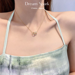 Dream Spark｜愛心雙環鈦鋼項鍊女18k金百搭輕奢小眾設計感氣質