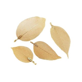 宏雲Hongyun-Ala新品-天然原生樹葉鍍金保色包銀葉片吊墜手工diy發簪項鍊耳環吊飾配件