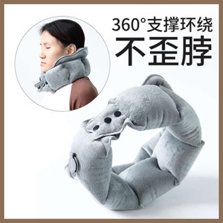 旅行頸枕 深度睡眠 格蕾莎頸 u型枕摺疊便攜充氣護頸枕秋冬款水晶絨旅行脖子防風枕頭不歪脖枕