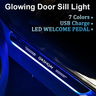 NISSAN 日產逍客亞克力前後門檻 USB 電源裝飾條燈的汽車 LED 迎賓踏板呼吸燈